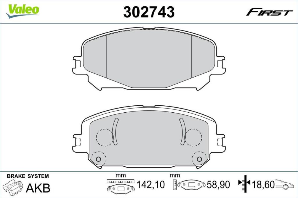 Jeu de 4 plaquettes de frein VALEO ref. 302743